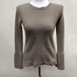 Cynthia Rowley Women's Sweater Small Taupe Brown Khaki 100% 2 Ply Cashmere